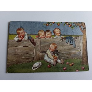 POHĽADNICA MAĽBA DETÍ, JABLKÁ, ZNÁMKA POĽSKÉHO ČERVENÉHO KRÍŽA, PREDVOJNOVÁ 1936
