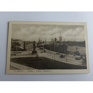 POSTCARD SZCZECIN VIEW FROM CHROBRY EMBANKMENT, SHIP