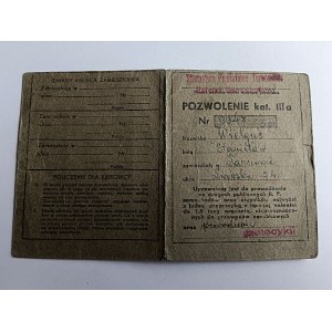 DRIVING LICENSE PERMIT CAT III A, TARNÓW 1950