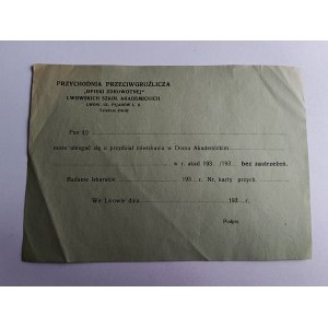 DRUK PRZYCHODNIA PRZECIWGRUŹLICZA OPIEKI ZDROWOTNEJ LWÓW 1930 R