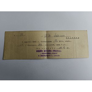 RECEIPT PSIMO DISTRICT COOPERATIVE DAIRY BIAŁOBRZEGI ŁAŃCUT ROGÓŻNO 1941