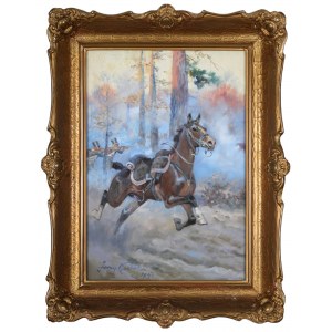 Jerzy KOSSAK (1886-1955), Spłoszony koń - epizod z bitwy (1941)