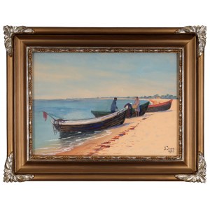 Soter JAXA-MAŁACHOWSKI (1867-1952), Łodzie rybackie na Helu (1923)