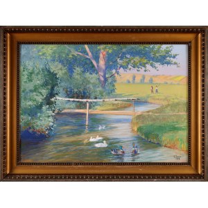 Soter JAXA-MAŁACHOWSKI (1867-1952), Au bord de la rivière (1928)