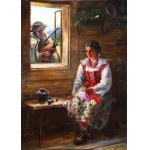 Sylweriusz SASKI (1864-1954), Góralskie zaloty - dudziarz i dziewczyna