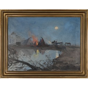 Jerzy POTRZEBOWSKI (1921-1974), Nuit dans le camp.