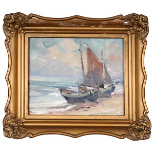 Eugeniusz DZIERZENCKI (1905-1990), Łodzie na plaży (1953)