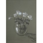Victor ZIN (1925-2007), Bílé růže ve váze.