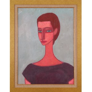 Roman ZAKRZEWSKI (1955-2014), Portrait d'une femme sur fond gris (1987)