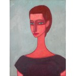 Roman ZAKRZEWSKI (1955-2014), Portrait d'une femme sur fond gris (1987)