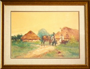 Adam Setkowicz(1875-1945),Scena przed chatą
