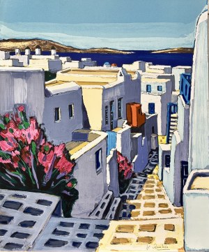 Jean-Claude Quilici 1941 Blooming avenue on Santorini