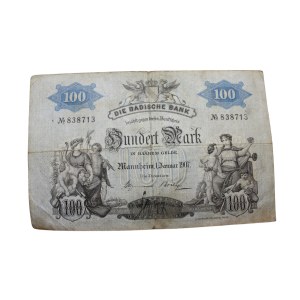 100 Mark - Die Badische Bank, Mannheim, 1 Januar 1907