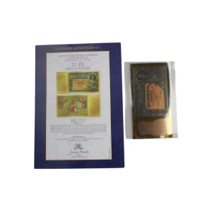 The most beautiful Polish banknotes in pure gold - national treasury - 20 zloty Emilia Plater