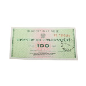 Deposit revaluation voucher, 1983. 100 zloty