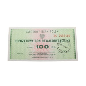 Deposit revaluation voucher, 1983. 100 zloty