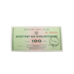 Deposit revaluation voucher, 1983. 100 zloty