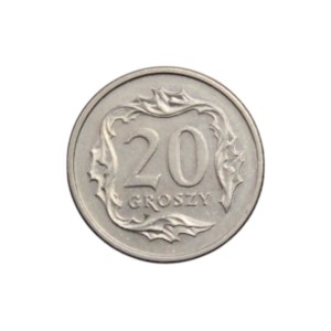 20 groszy 1998 overcorrection at the rim by POLAND damage to the stamp - mint error