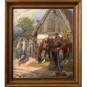 Stanisław BAGIEŃSKI (1876 - 1948), Spotkanie przy chacie, 1924