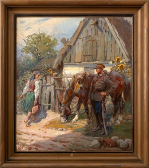 Stanisław BAGIEŃSKI (1876 - 1948), Spotkanie przy chacie, 1924