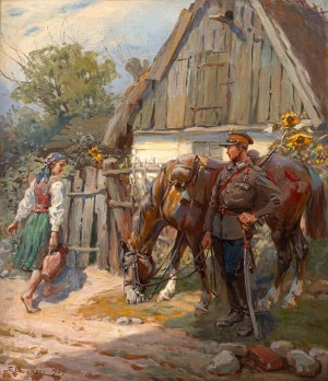 Stanisław BAGIEŃSKI (1876 - 1948), Spotkanie przy chacie, 1924