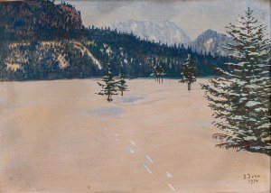 Soter JAXA-MAŁACHOWSKI (1867 - 1952), Pejzaż zimowy z Giewontem, 1924