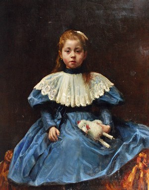 Alfred ŚWIEYKOWSKI (1869-1953) - ?, Portret dziewczynki z zabawką