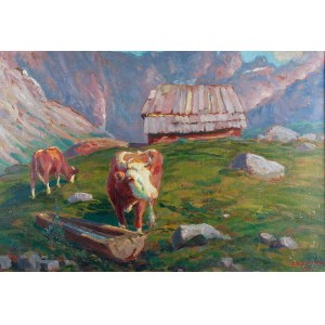 Zefiryn ĆWIKLIŃSKI (1871-1930), Krowy na hali, 1923