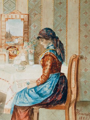 Karol HEIMROTH (1860-1930), Dziewczyna przy stole, 1888
