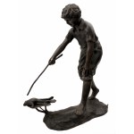 Boy with a frog, fountain as a bronze sculpture