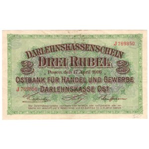 Poznań, 3 ruble 1916, seria J