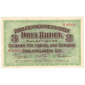 Poznań, 3 ruble 1916, seria W
