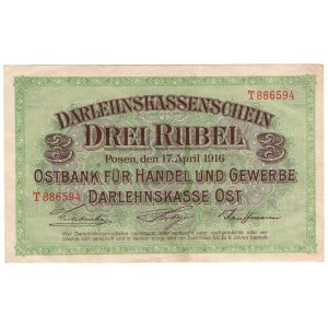 Poznań, 3 ruble 1916, seria T