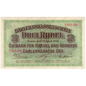 Poznań, 3 ruble 1916, seria U