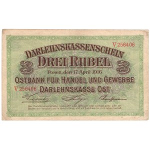 Poznań, 3 ruble 1916, seria V