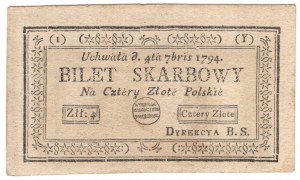 Kosciuszko Insurrection, 4 Polish zlotys 4.09.1794, series (1)(Y)