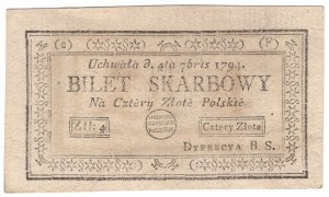Kosciuszko Insurrection, 4 Polish zlotys 4.09.1794, series (2)(F)