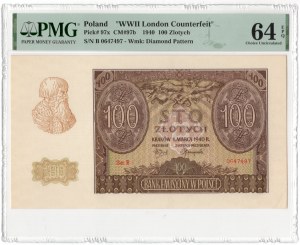 100 zloty 1940, series B, counterfeit ZWZ