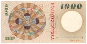 1,000 gold 1965, series A 0000000 , SPECIMEN - orange overprint -.