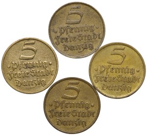 Free City of Danzig, 5 fenig 1932 - set of 4 pieces