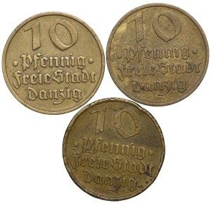 Free City of Danzig, 10 fenig 1932 - set of 3 pieces