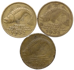 Free City of Danzig, 10 fenig 1932 - set of 3 pieces