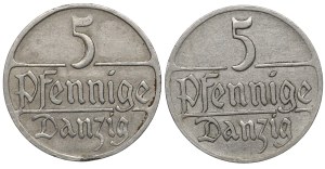 Free City of Danzig, 5 fenig 1923 - set of 2 pieces