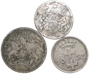 Free City of Danzig, 5 guilders 1935, 1 guilder 1923, 1 guilder 1932 - set of 3 pieces