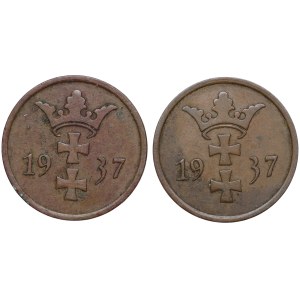 Wolne Miasto Gdańsk, 2 fenigi 1937 - zestaw 2 sztuk