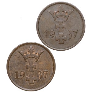 Wolne Miasto Gdańsk, 1 fenig 1937 - zestaw 2 sztuk