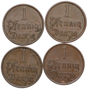 Wolne Miasto Gdańsk, 1 fenig 1937 - zestaw 4 sztuk