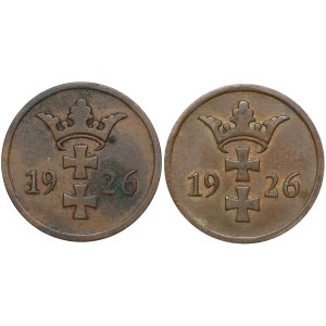 Wolne Miasto Gdańsk, 2 fenigi 1926 - zestaw 2 sztuk