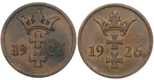 Free City of Gdansk, 2 fenigs 1926 - set of 2 pieces