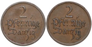 Free City of Gdansk, 2 fenigs 1926 - set of 2 pieces